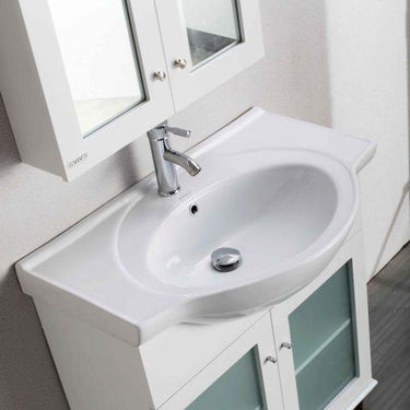 Eviva Tux® 36″ White Transitional Bathroom Vanity with White Integrated Sink Vanity Eviva